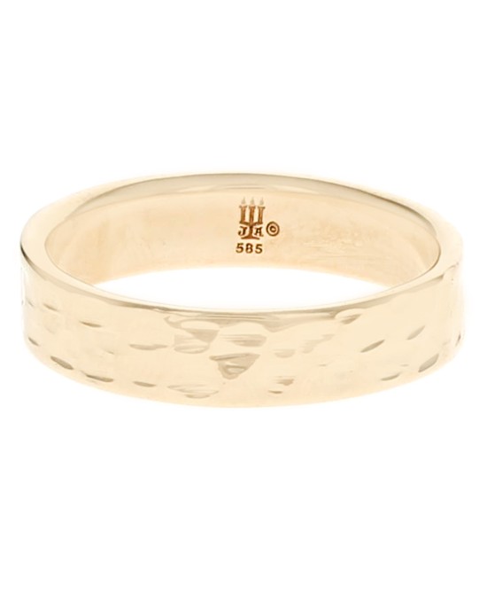 Hammered Comfort Fit Band in Yellow Gold
